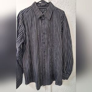2XL Black Grey Stripe Dress Shirt